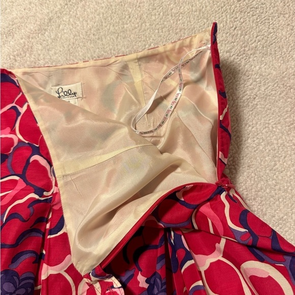 Lilly Pulitzer Silk Festiva Print Pleated Skirt Pink Floral Vintage Vtg - Picture 7 of 10